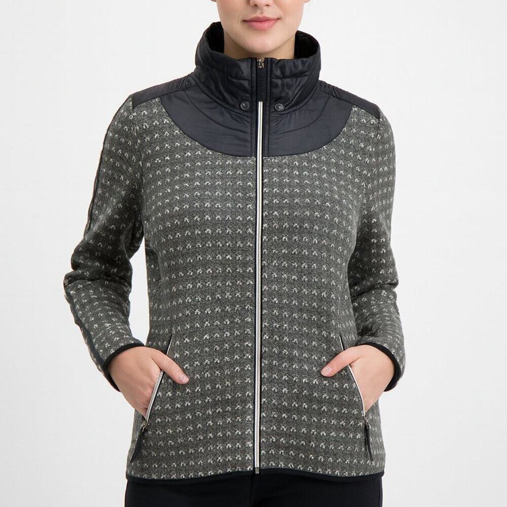 Luhta Wool Blend Full Zip Jacket Women’s Size XXL Gray Black Quilted Trim